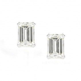 18k White Gold Emerald Cut Diamond Studs 1.43ct I/VS1